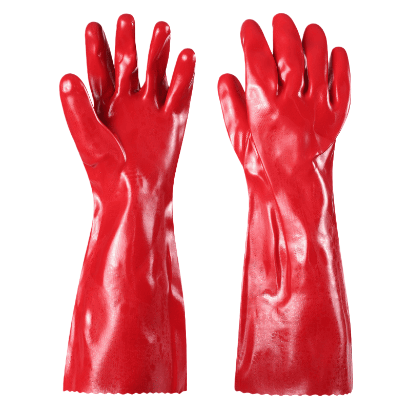 Red PVC Anti-Impact Safety Gloves Chemical Resistant Gloves